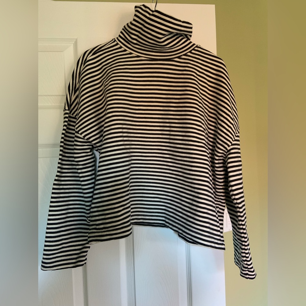 Everlane striped turtleneck sweatshirt in black & white. Size M. Very oversized.